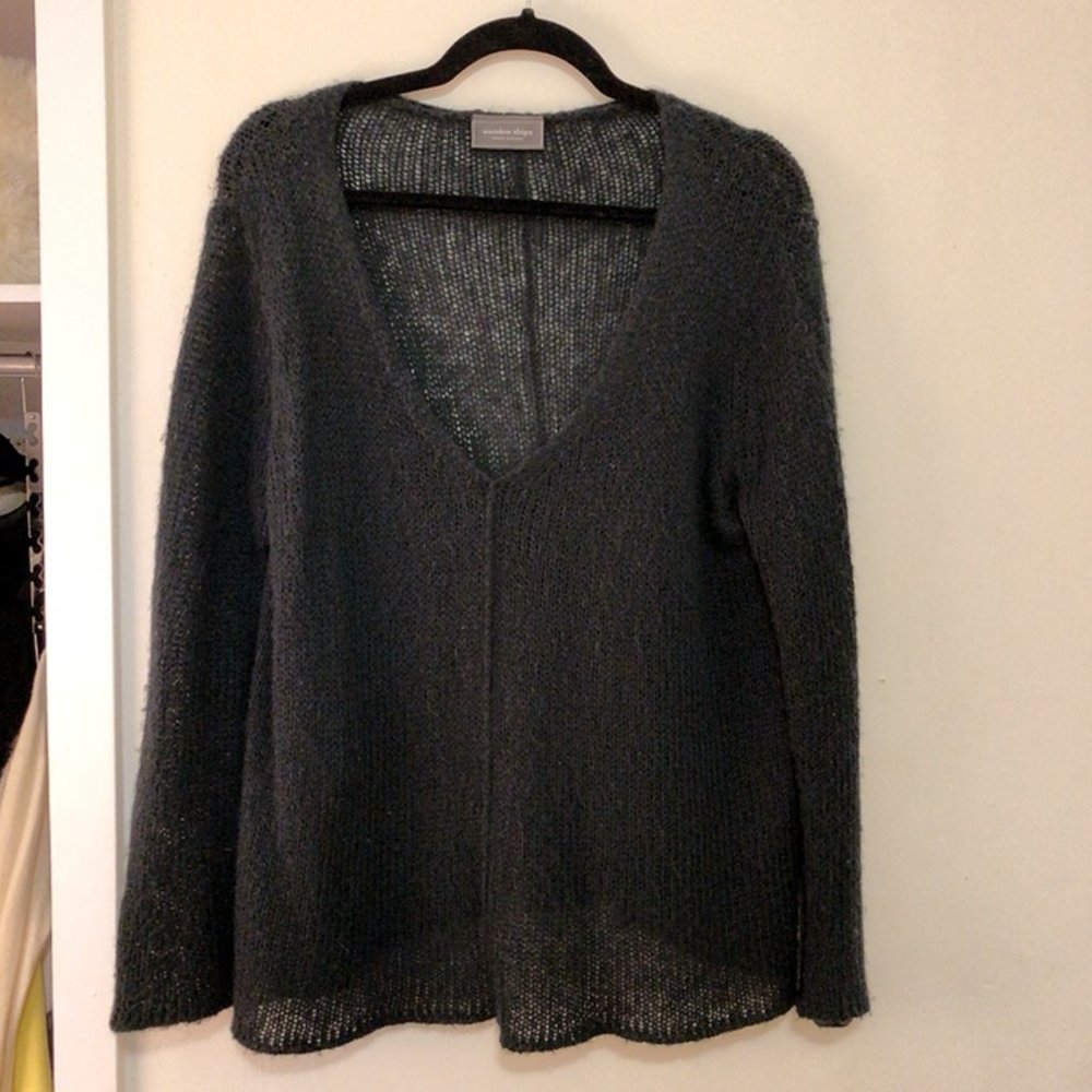 Black V-Neck Knit Sweater